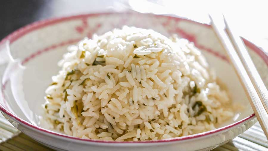 simple rice with parsley in a bowl