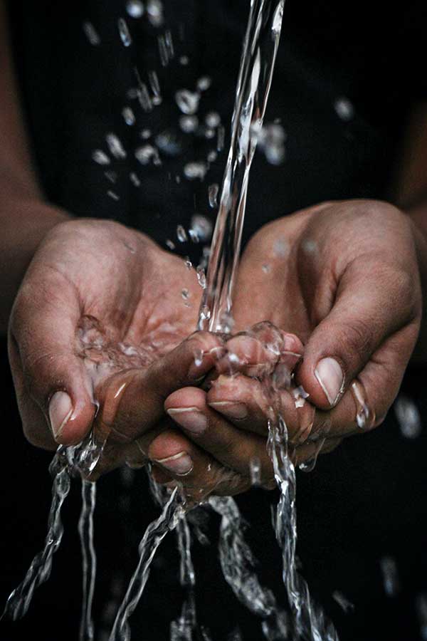 washing hands with water