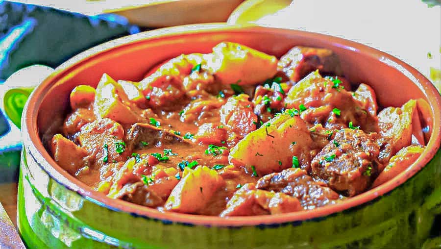 African beef stew in a pot