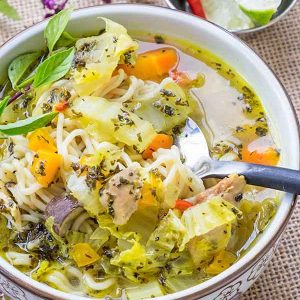 Chicken Ramen Soup with Basil and Lime