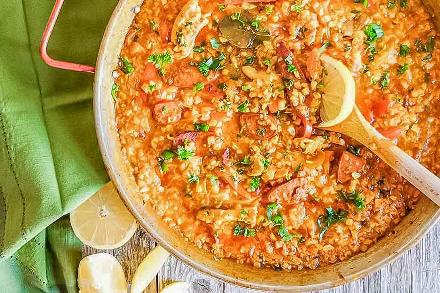 one pan, chicken paella