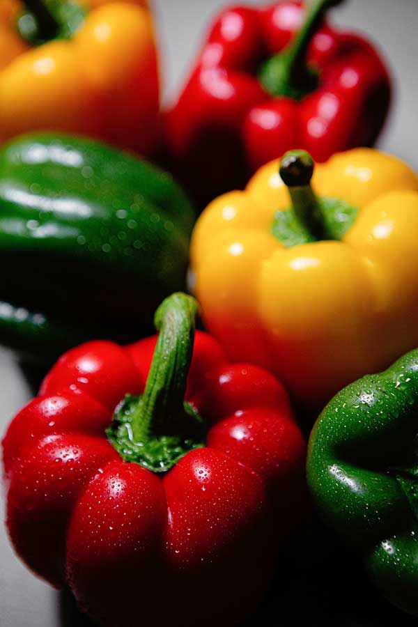 yellow, red and green bell peppers
