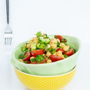 Chickpea Salad with Tomatoes and Cucumber