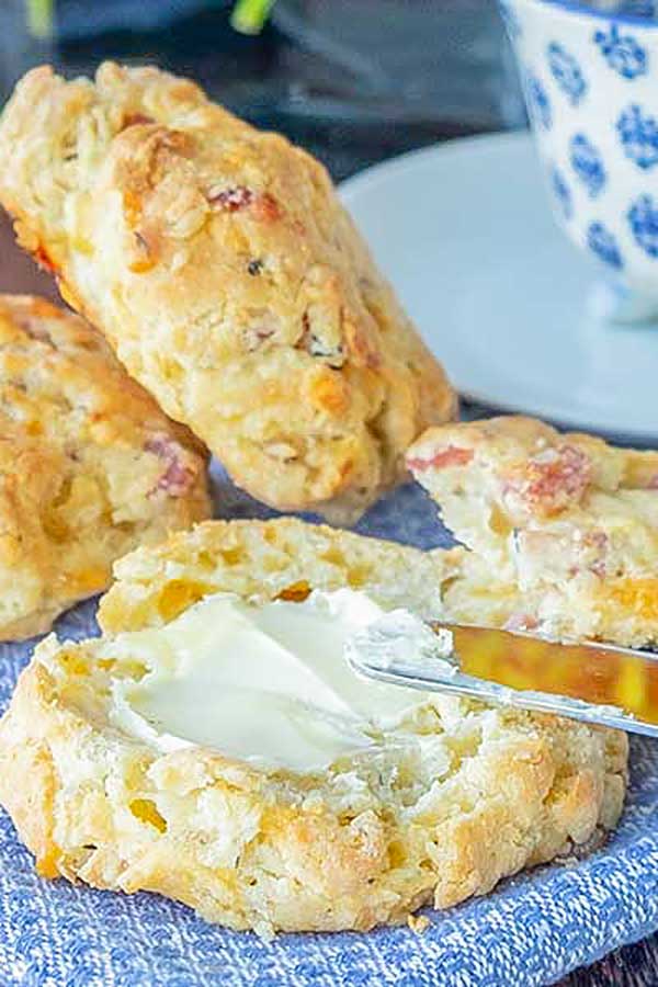 sliced ham and cheese biscuit with butter, gluten free
