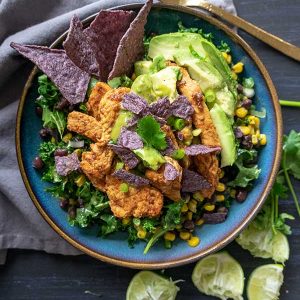 Baja Chicken Kale Salad With Avocado Lime Dressing