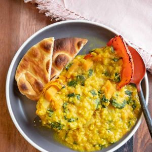 Lentil Curry With Kale Over Charred Peppers {Vegan, Gluten-Free}