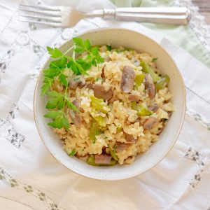 Instant Pot Creamy Mushroom & Asparagus Risotto