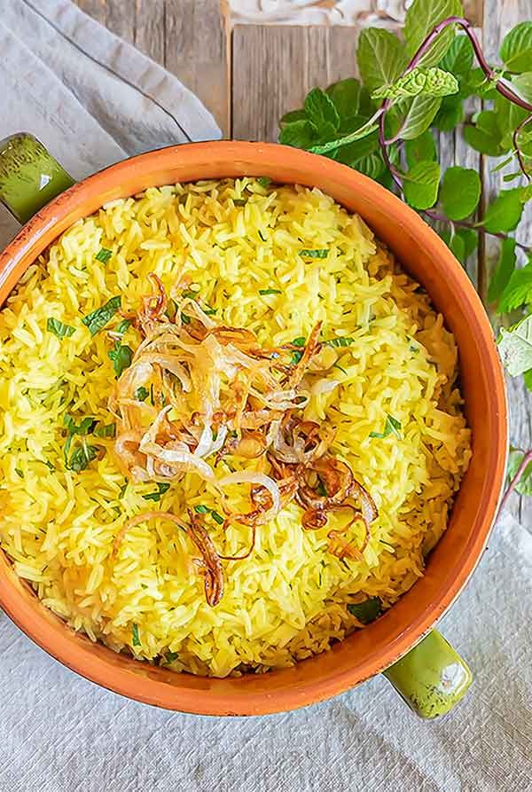 Saffron Rice With Mint Recipe