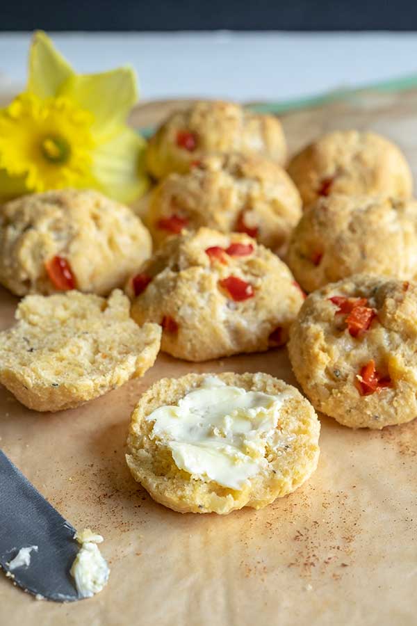 Gluten-Free Mini Scones With Manchego, Peppers & Onions