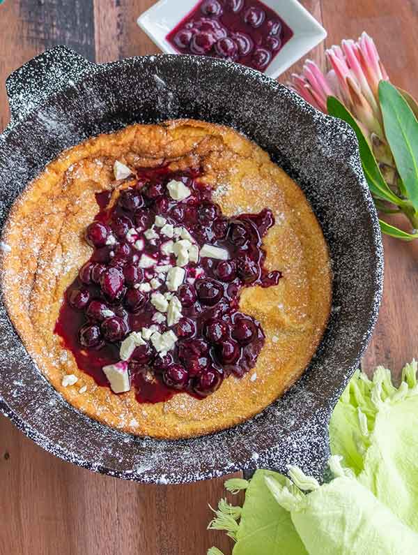Dutch Baby With Blueberry Compote & Feta (Gluten-Free)