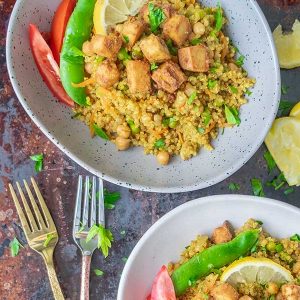 Tandoori Faux Chicken Quinoa Bowl (Vegan, Gluten-Free)