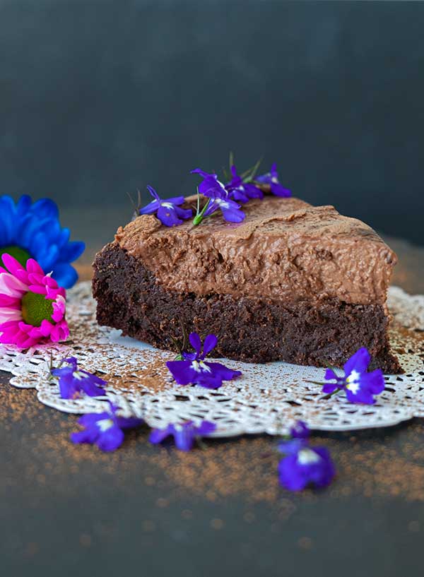slice of chocolate mousse cake, grain free