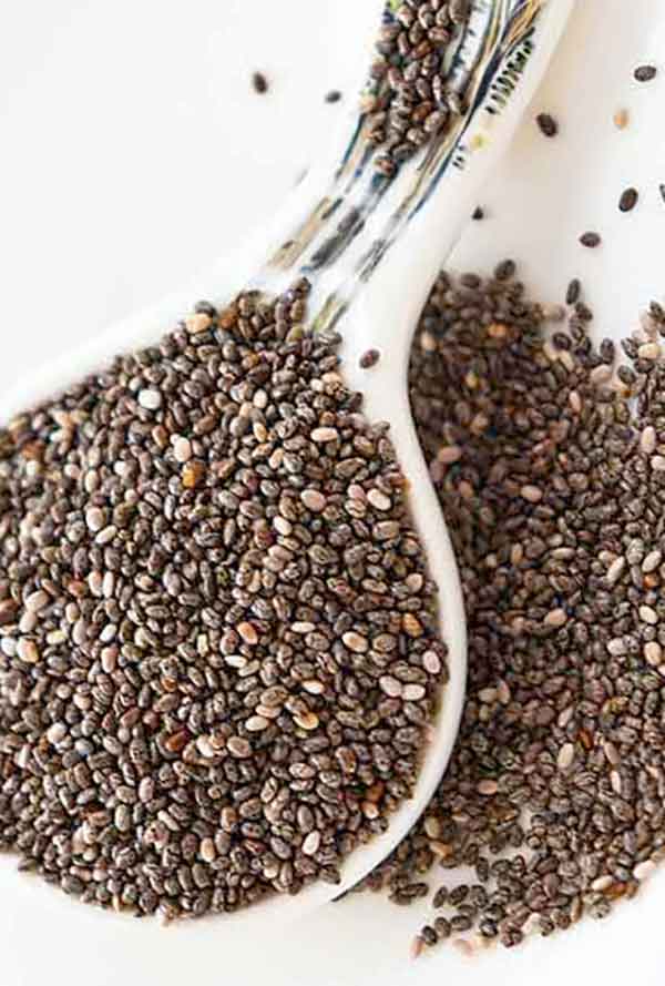 chia seeds on a spoon