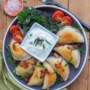 Gluten-Free Potato, Bacon, Onion Perogies