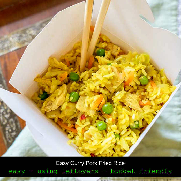 take out recipes, curry pork fried rice, gluten free