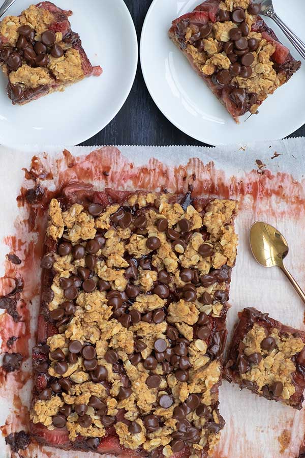 Gluten-Free Strawberry Oatmeal Bars with Chocolate