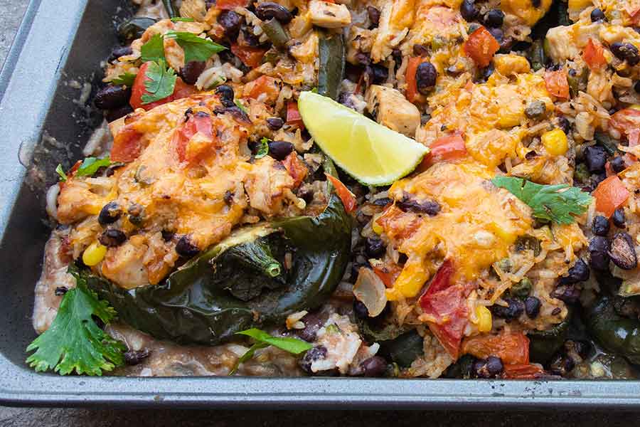 southwest chicken stuffed poblano peppers
