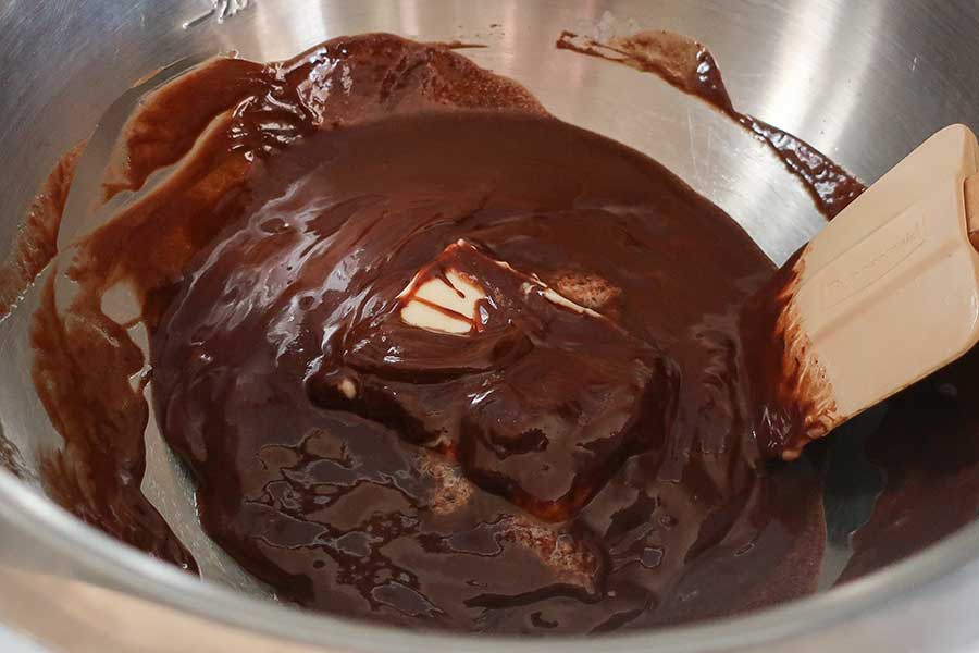 chocolate ganache in a bowl