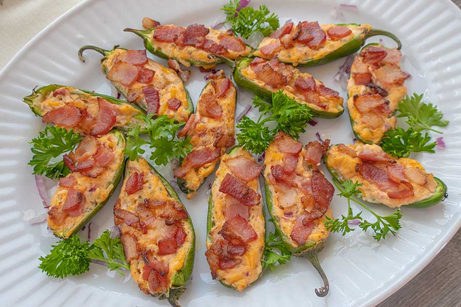 jalapano popper with bacon on a platter