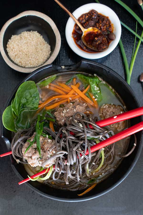 Miso Noodle Soup with Meatballs – Gluten Free