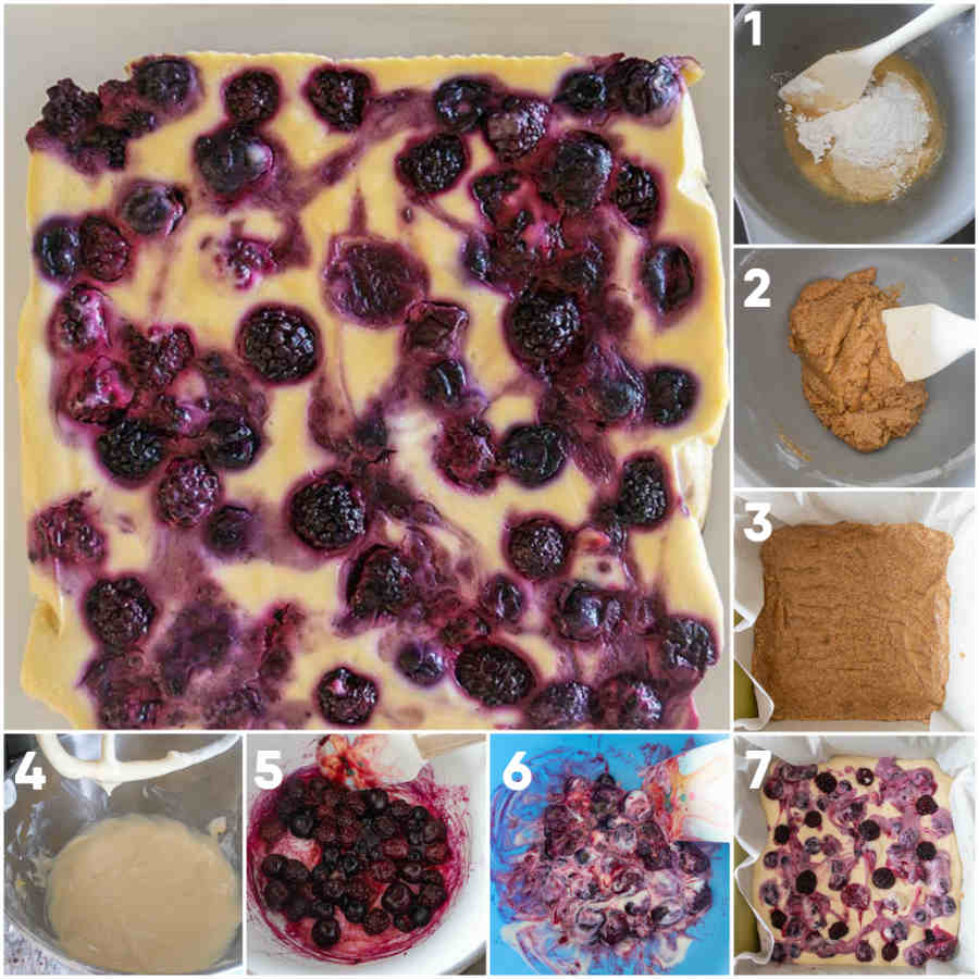 7 step by step instruction on how to make cheesecake bars