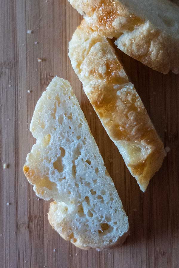 close up of sliced gluten free Italian bread