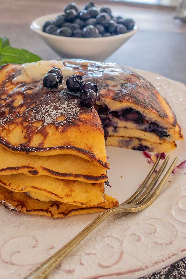coconut flour blueberry pancakes, grain-free