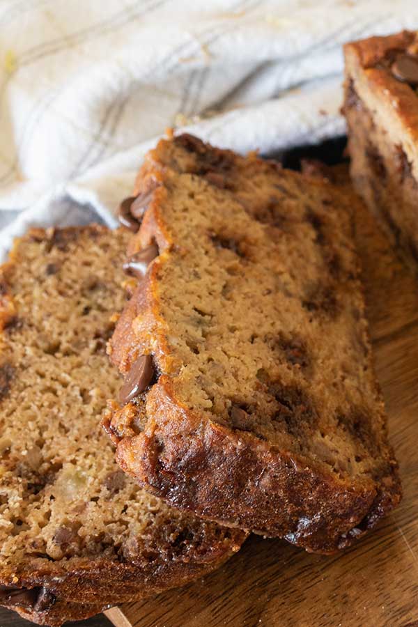 coconut flour banana bread with chocolate chips, gluten-free