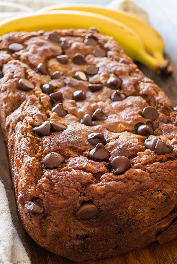 coconut flour banana bread with chocolate chips
