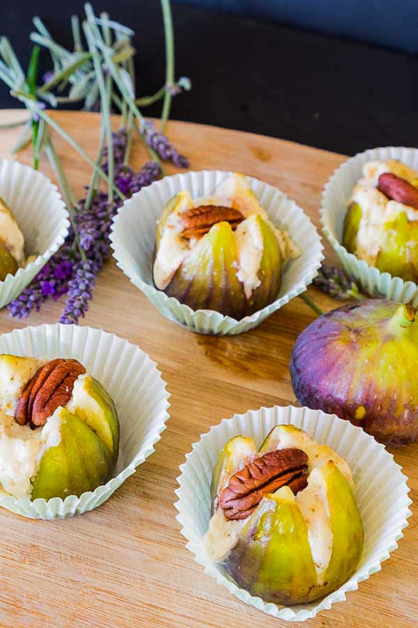 fresh figs stuffed with goat cheese and pecans