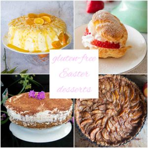 collage of 4 easter desserts, gluten free