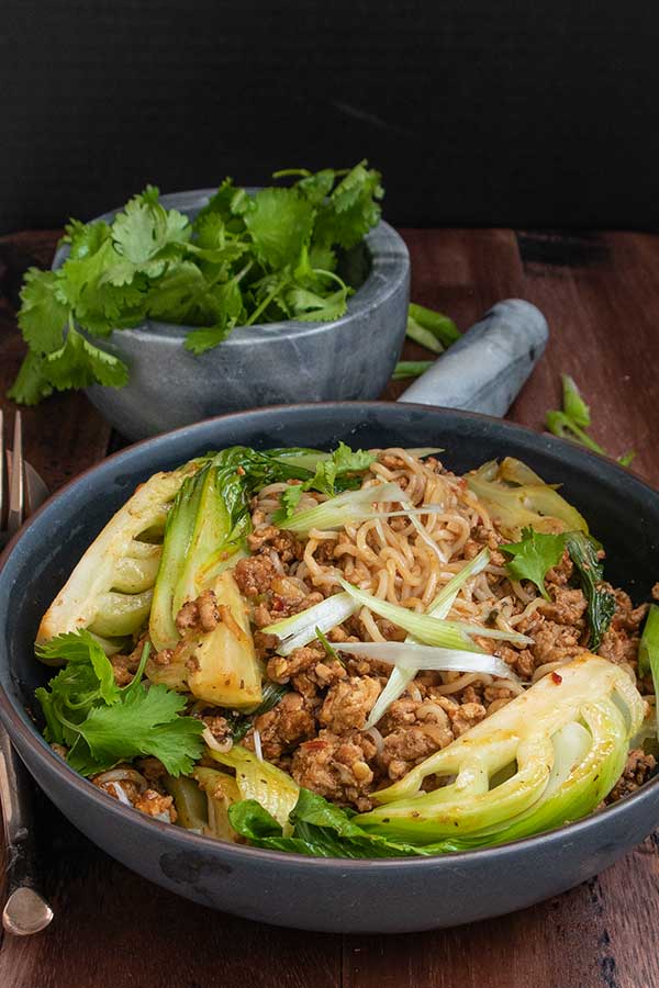 Spicy Sambal Pork Noodles with Bok Choy – Gluten Free
