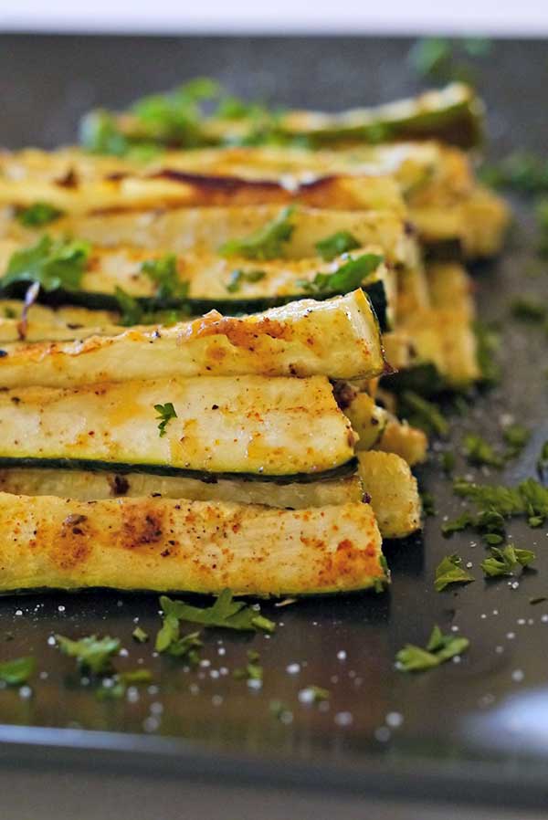 stacked baked zucchini fries, zucchini recipes
